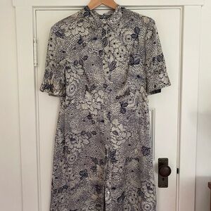 LK Bennett 100% silk midi dress size 12